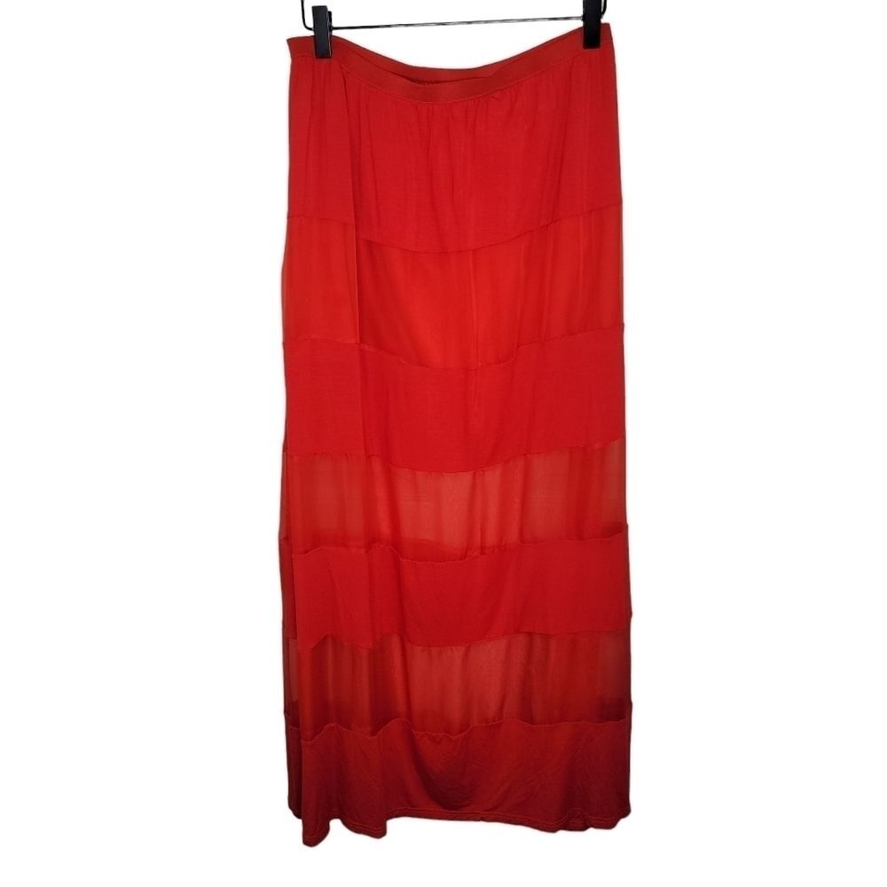 Alberto Makali red mesh insert maxi skirt size Large